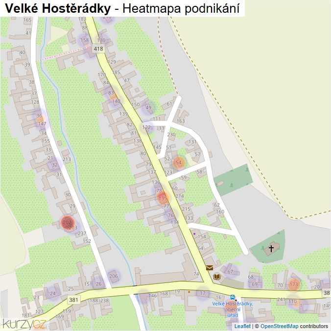 Mapa Velké Hostěrádky - Firmy v části obce.