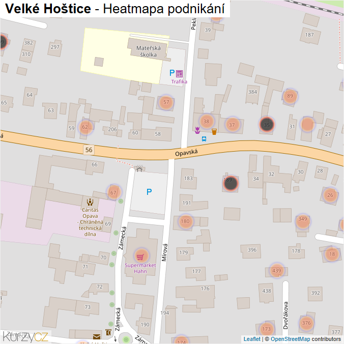 Mapa Velké Hoštice - Firmy v obci.