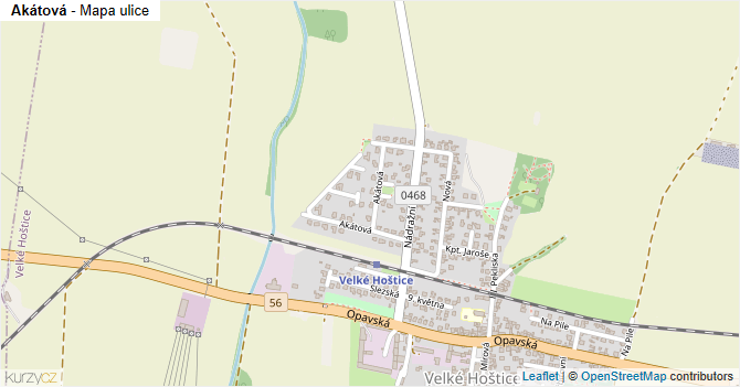 Akátová - mapa ulice