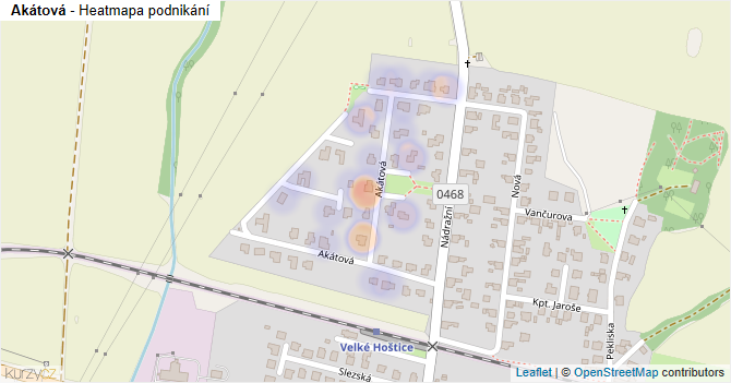 Akátová - mapa podnikání
