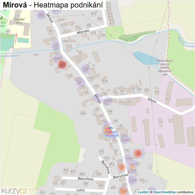 Mapa Mírová - Firmy v ulici.