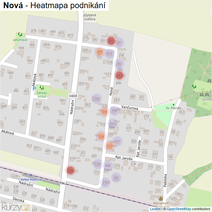 Mapa Nová - Firmy v ulici.