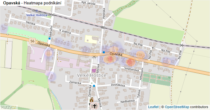 Opavská - mapa podnikání