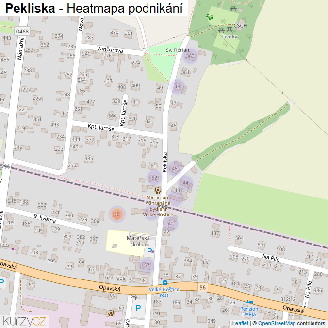 Mapa Pekliska - Firmy v ulici.