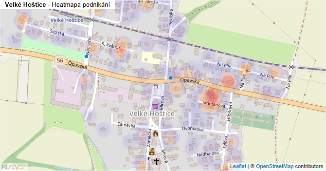 Velké Hoštice - mapa podnikání