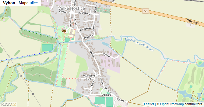 Výhon - mapa ulice