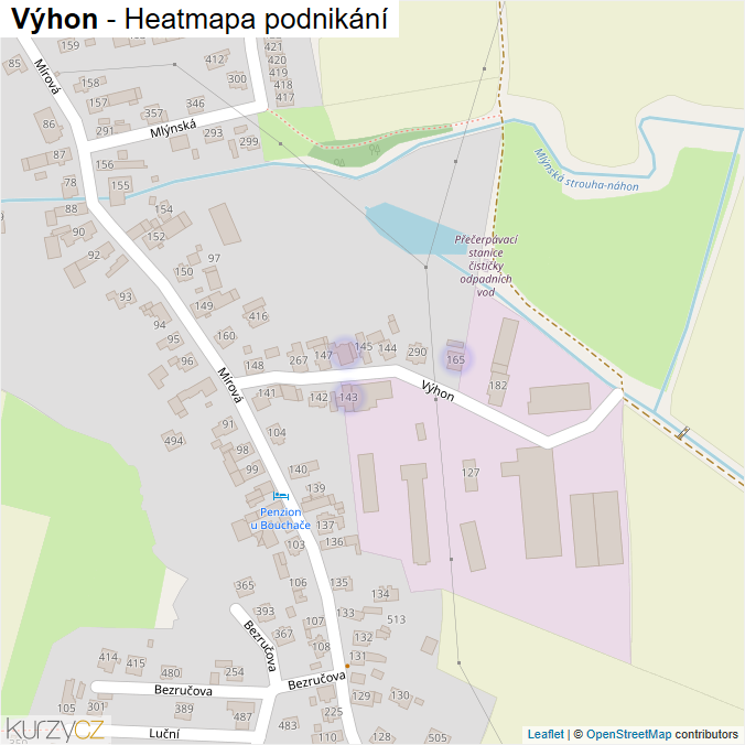 Mapa Výhon - Firmy v ulici.
