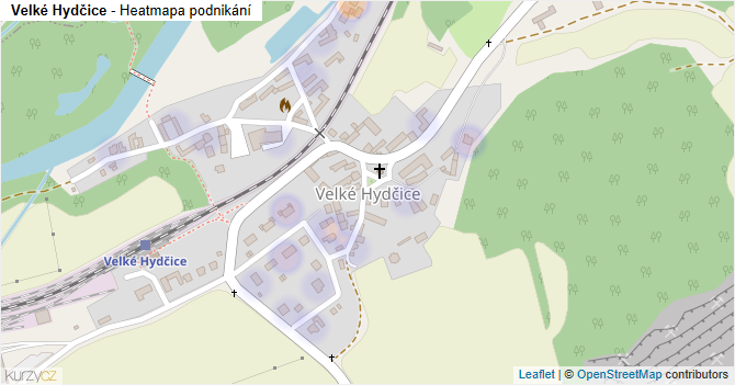 Velké Hydčice - mapa podnikání