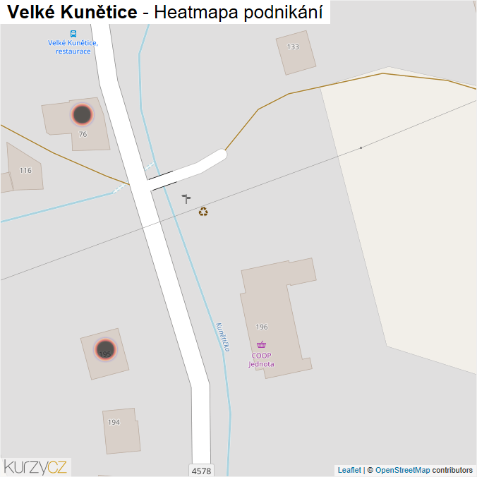 Mapa Velké Kunětice - Firmy v obci.