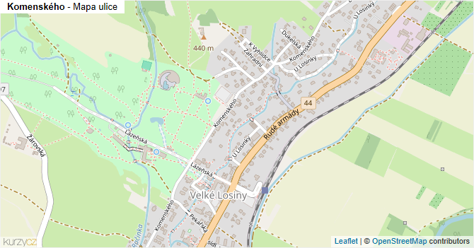Komenského - mapa ulice