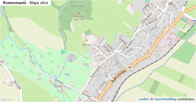 Kosmonautů - mapa ulice