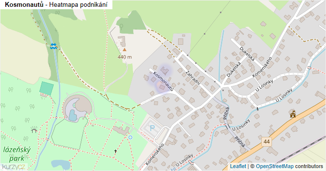 Kosmonautů - mapa podnikání