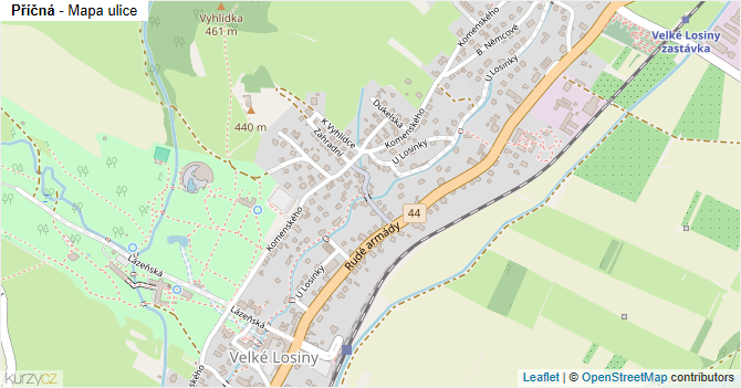 Příčná - mapa ulice