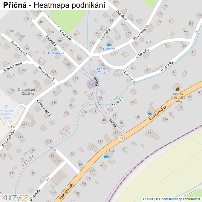 Mapa Příčná - Firmy v ulici.