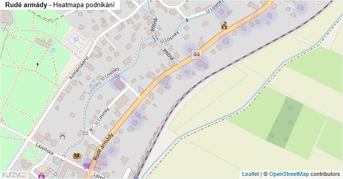 Rudé armády - mapa podnikání