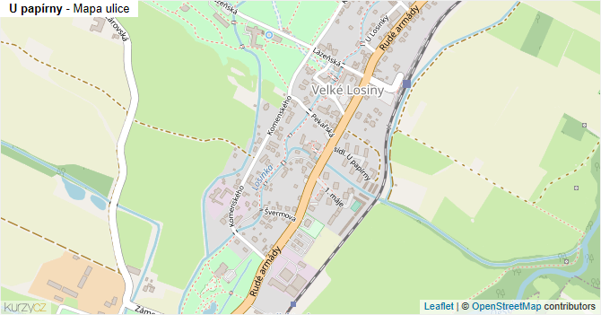 U papírny - mapa ulice