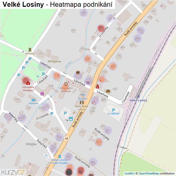 Mapa Velké Losiny - Firmy v části obce.