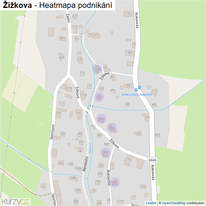 Mapa Žižkova - Firmy v ulici.