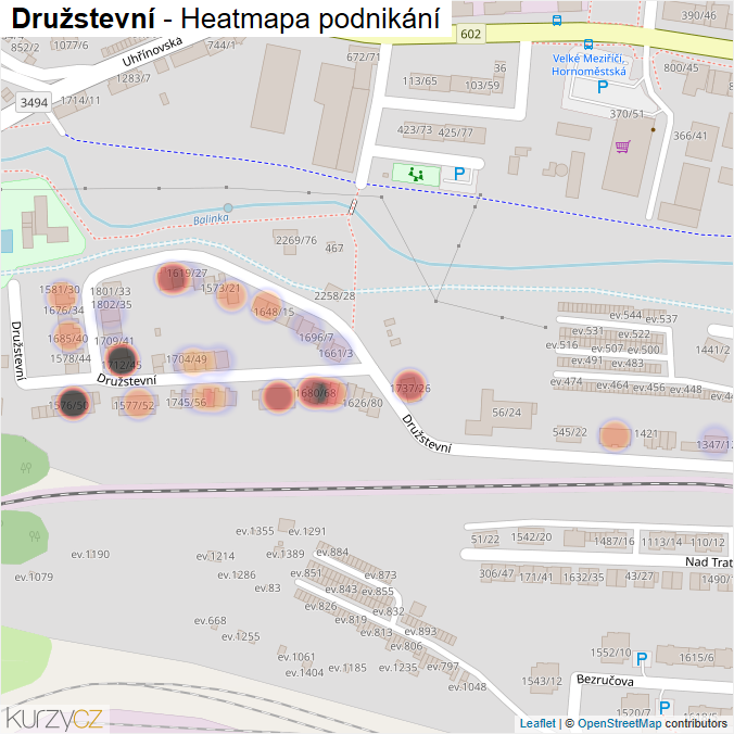 Mapa Družstevní - Firmy v ulici.