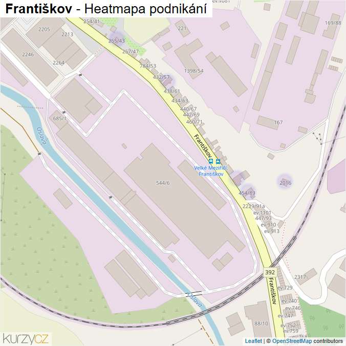 Mapa Františkov - Firmy v ulici.