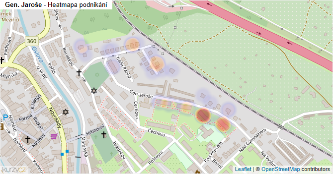 Gen. Jaroše - mapa podnikání
