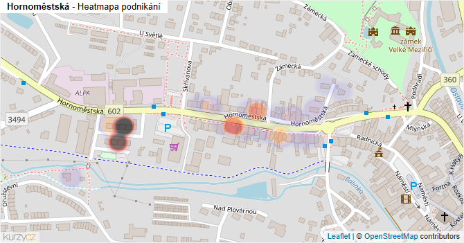 Hornoměstská - mapa podnikání