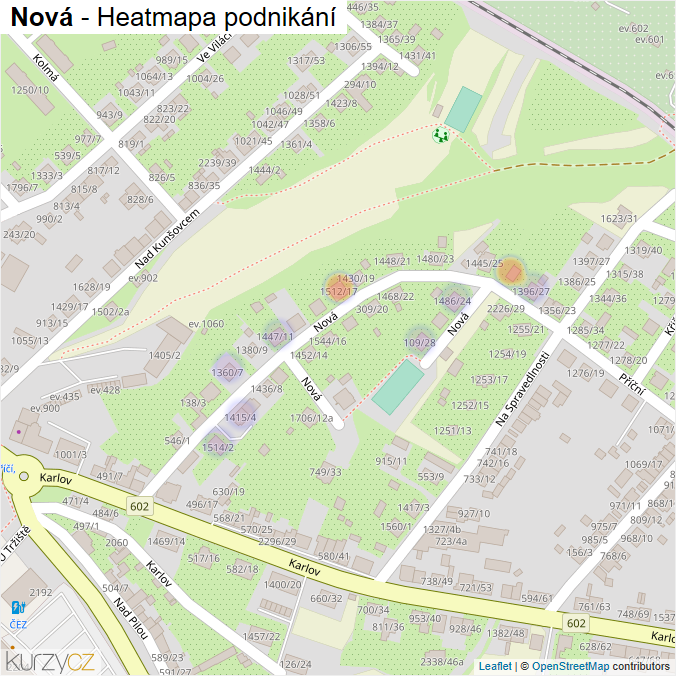Mapa Nová - Firmy v ulici.