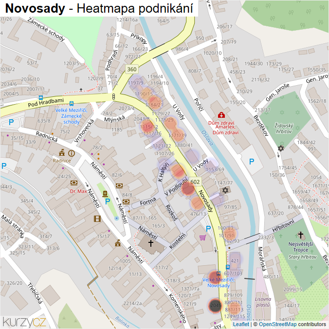 Mapa Novosady - Firmy v ulici.