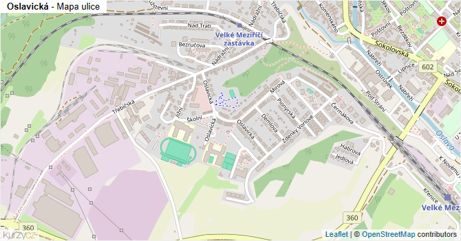 Oslavická - mapa ulice