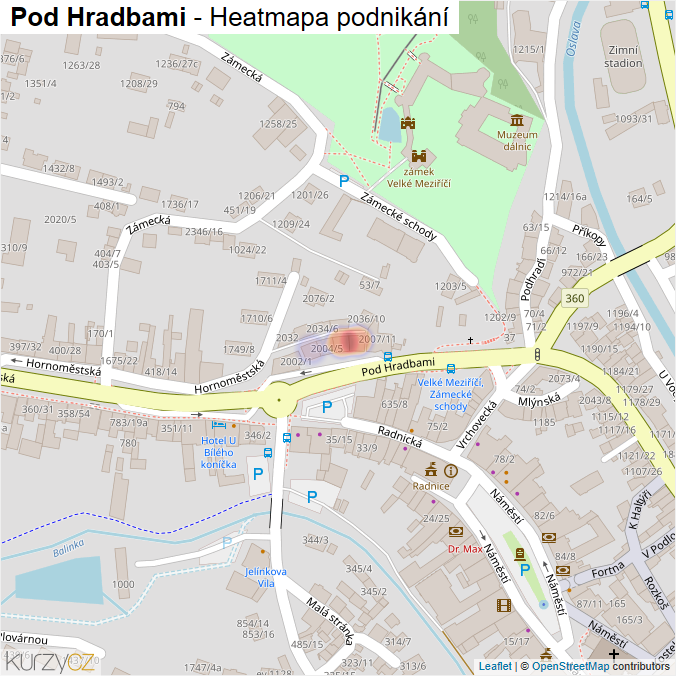 Mapa Pod Hradbami - Firmy v ulici.