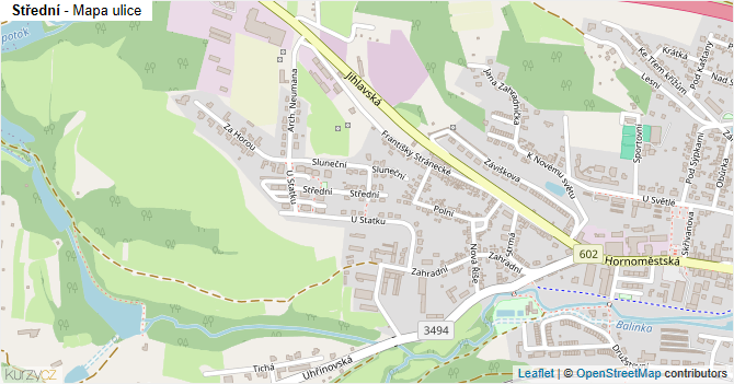 Střední - mapa ulice