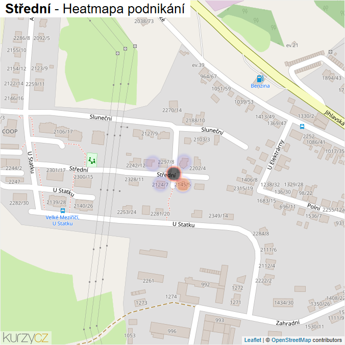 Mapa Střední - Firmy v ulici.