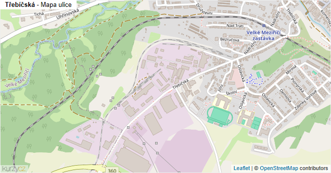 Třebíčská - mapa ulice