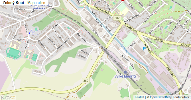 Zelený Kout - mapa ulice