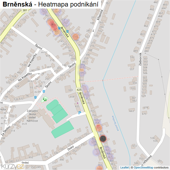 Mapa Brněnská - Firmy v ulici.