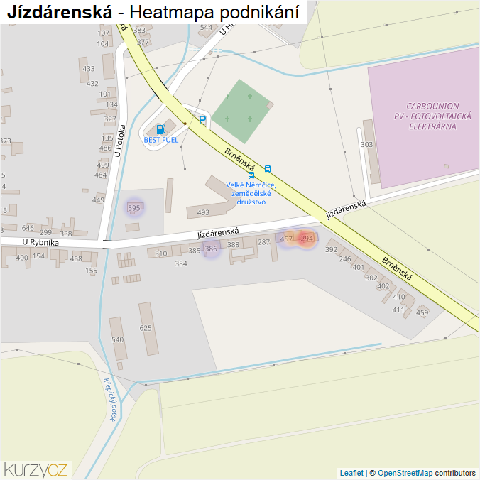 Mapa Jízdárenská - Firmy v ulici.