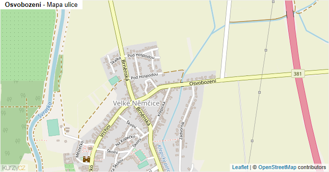 Osvobození - mapa ulice