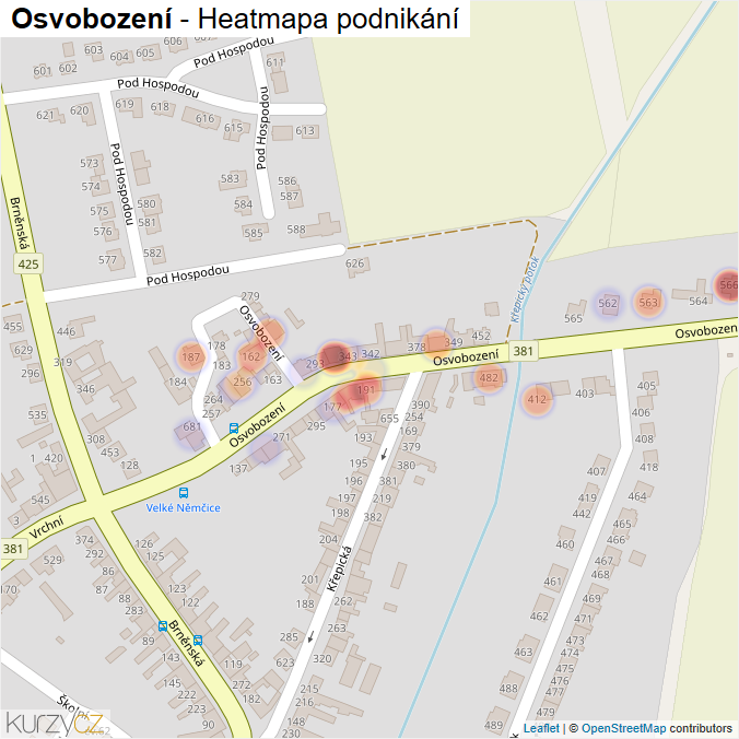 Mapa Osvobození - Firmy v ulici.