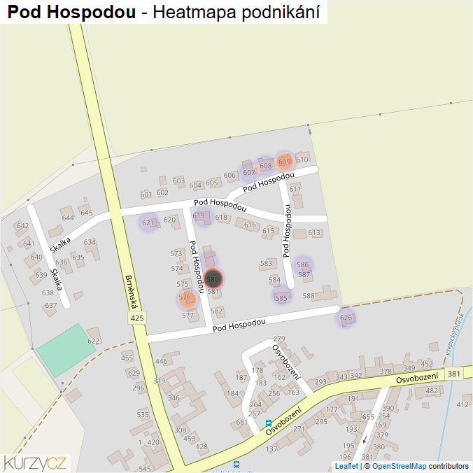 Mapa Pod Hospodou - Firmy v ulici.