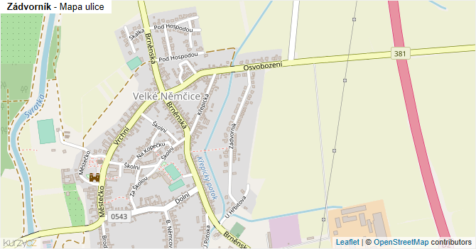Zádvorník - mapa ulice