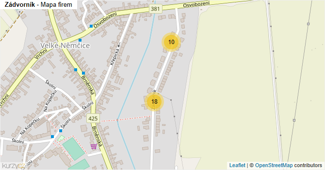 Zádvorník - mapa firem