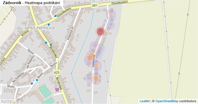 Zádvorník - mapa podnikání