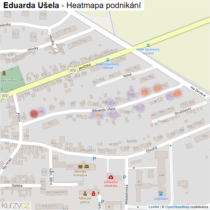 Mapa Eduarda Ušela - Firmy v ulici.