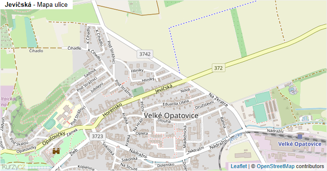 Jevíčská - mapa ulice
