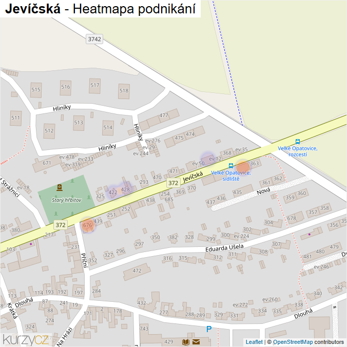 Mapa Jevíčská - Firmy v ulici.