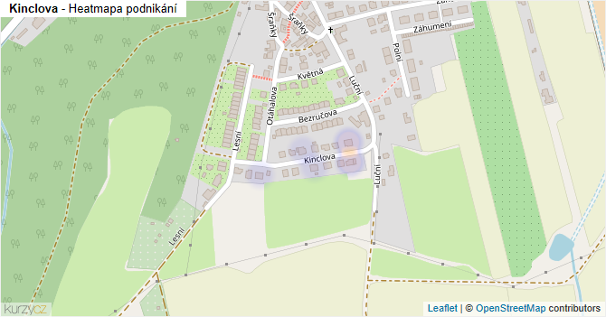 Kinclova - mapa podnikání