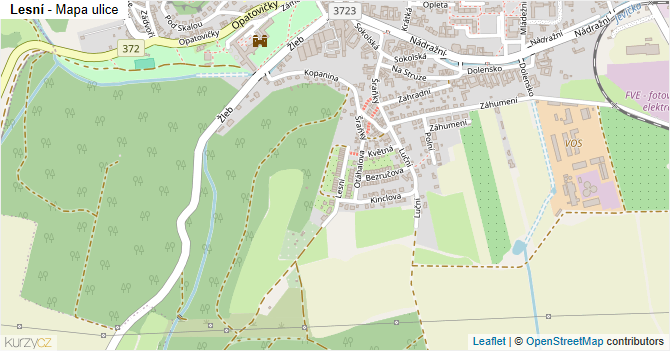 Lesní - mapa ulice