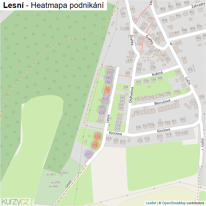Mapa Lesní - Firmy v ulici.