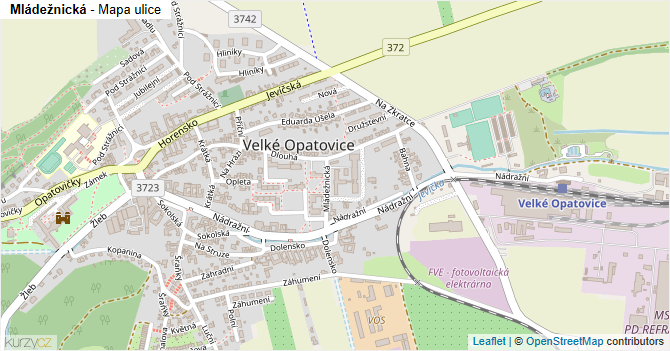 Mládežnická - mapa ulice