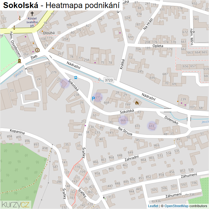 Mapa Sokolská - Firmy v ulici.